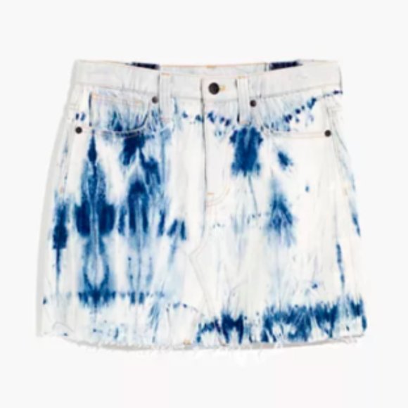 Brand New w Tags! MADEWELL Rigid Denim A Line Mini Skirt Tie Dye Size 28 - Picture 4 of 9